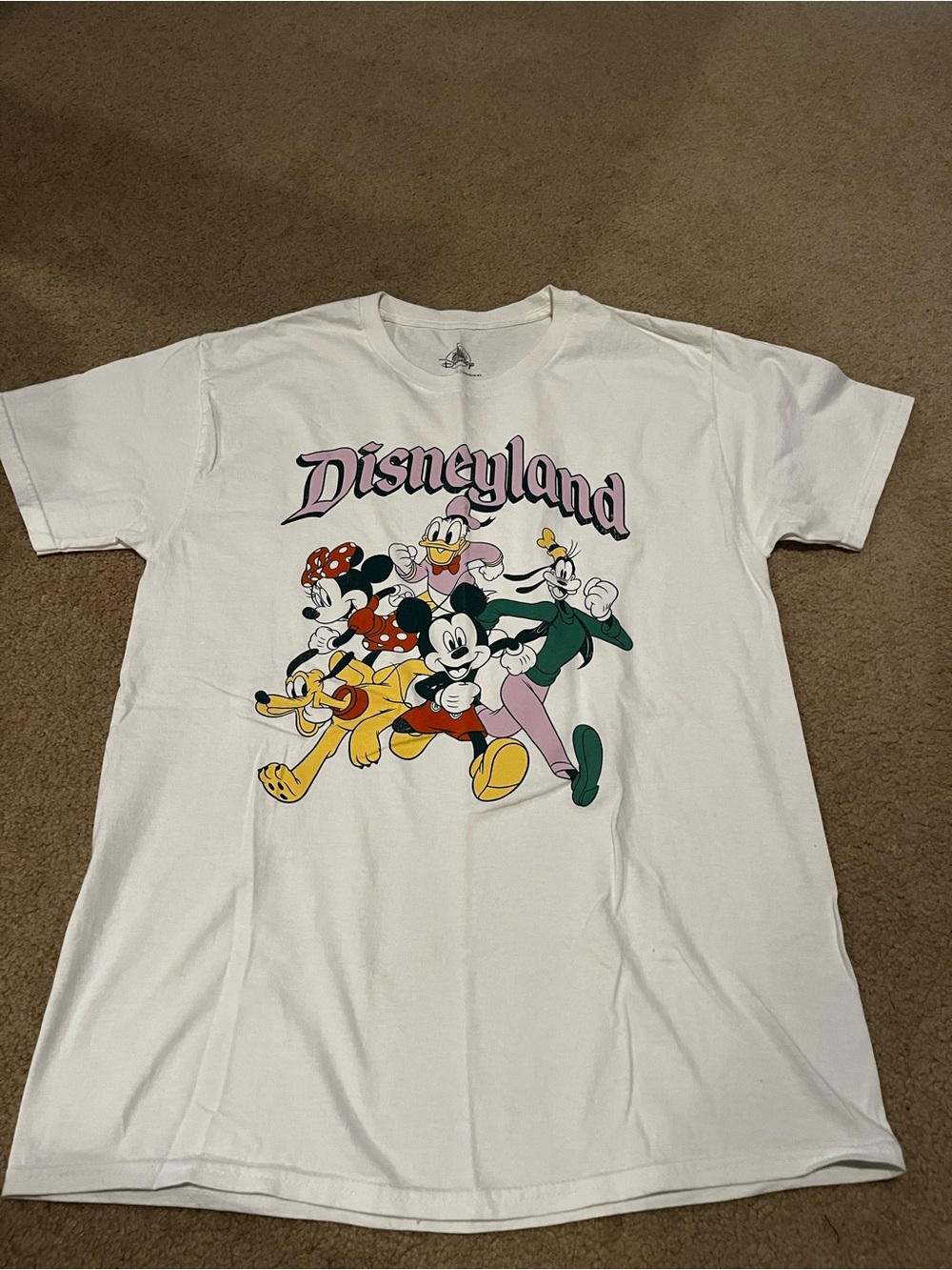 Vintage Disneyland White Short Sleeve Tee with Colorful Character Graphic